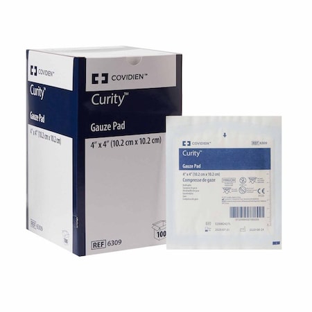 Curity Gauze Sponge 4 X 4 Inch, 1 per Pack, Sterile 12-Ply Square, 100PK 6309